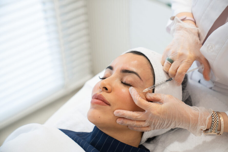 A woman getting fillers