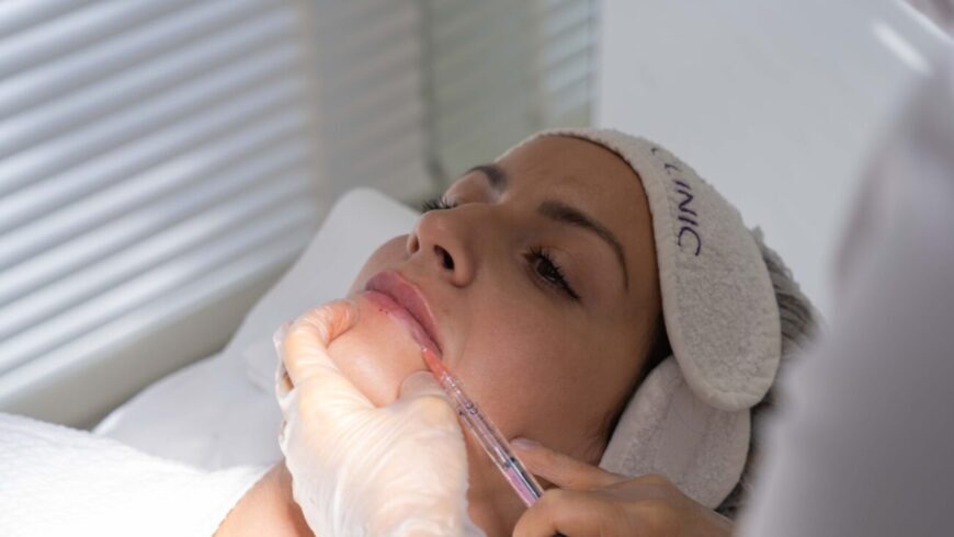 A woman getting lip fillers