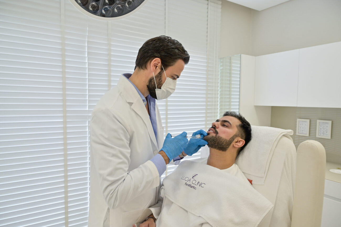 A patient getting dermal fillers