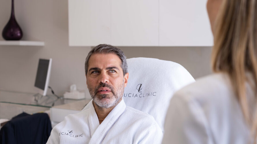 A men after Botox