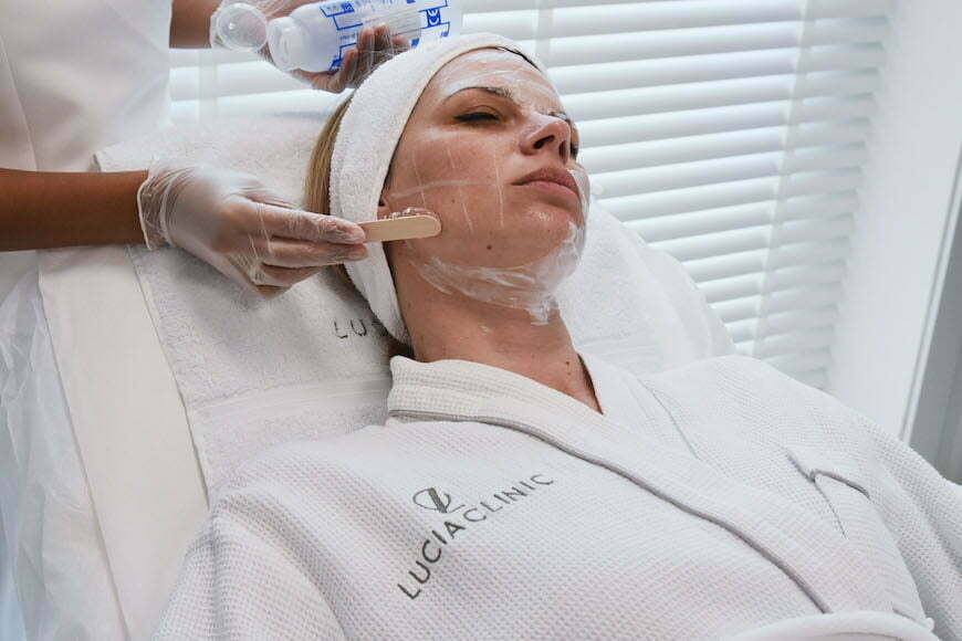 Ultherapy treatment ultrasound gel is applied to the face - to ease the emission of ultrasound energy, special ultrasound gel is applied to your treatment area. 