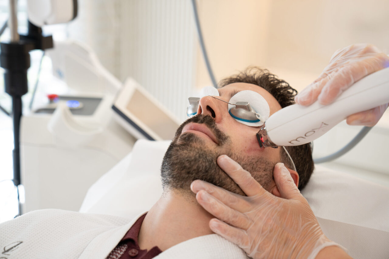 A man getting a facial