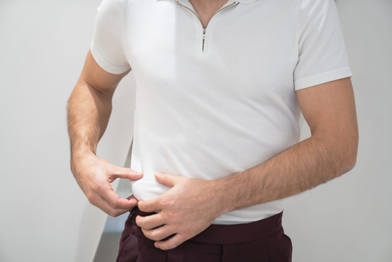 A man after a body contouring treatment