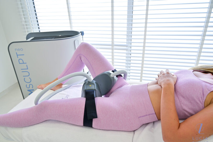 A woman getting a treatment at Lucia Clinic