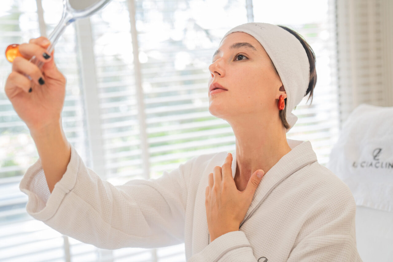A woman after wellness treatments at Lucia Clinic