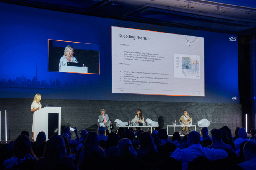 Dr. Radmila Lukian speaking at AMWC Dubai